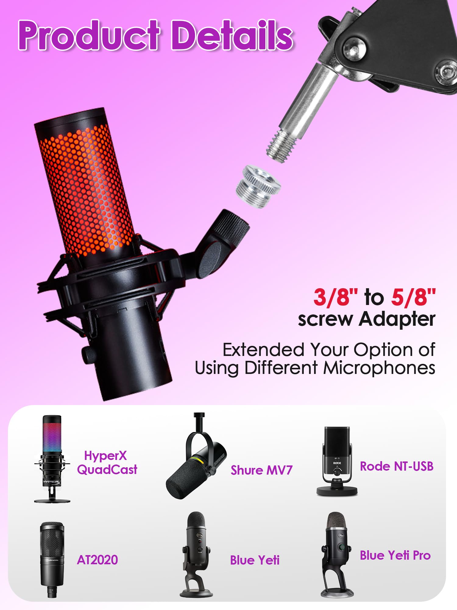 For Elgato Wave 3 Boom Arm, Mic Stand Compatible with Elgato Wave 3 Razer Seiren X Shure SM7B MV7 HyperX QuadCast S SoloCast AT2